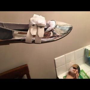 Silver and rose gold shoes